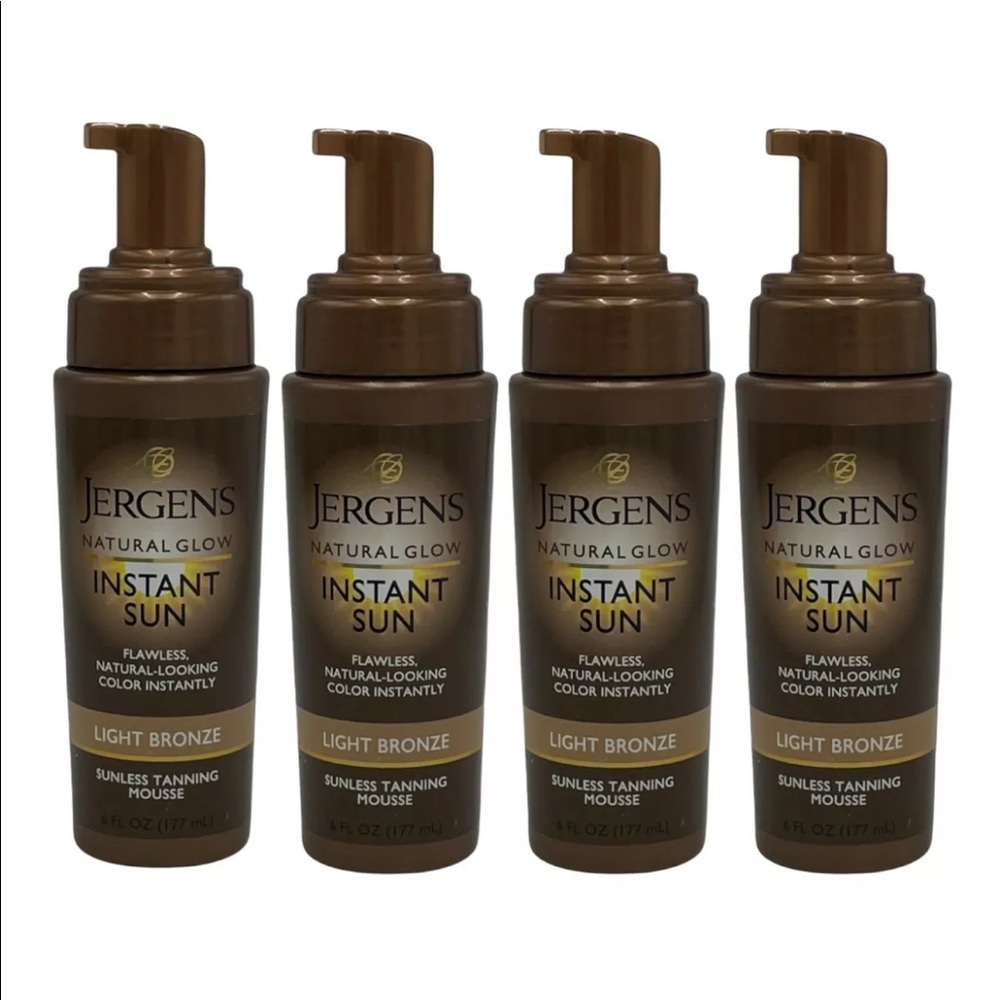 4 Pack Jergens Natural Glow Instant Sun Tanning Mousse Light Bronze 6 oz NO Caps
